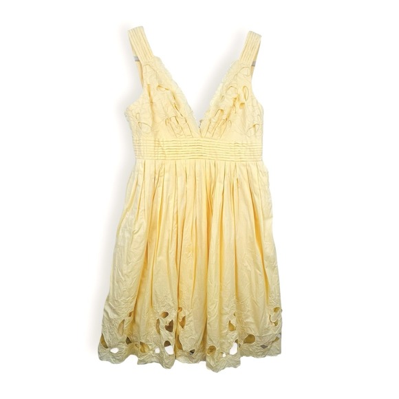 Vintage Minuet Embroidered Dress Small Pinup Sundress Cutout Pleated Sleeveless